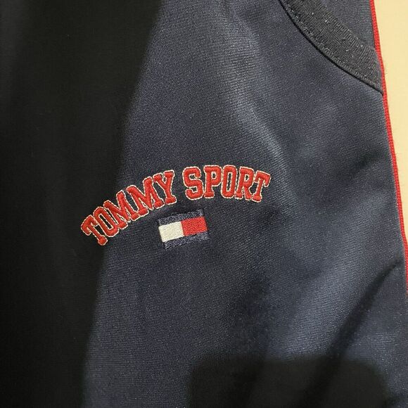 Tommy Hilfiger Blue Vintage 90s Nylon Track Pants Side Logo Mens Medium Y2K 2002 - Picture 2 of 11